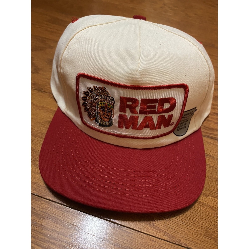 Red Man Two-Tone Snapback Hat - Red and Cream